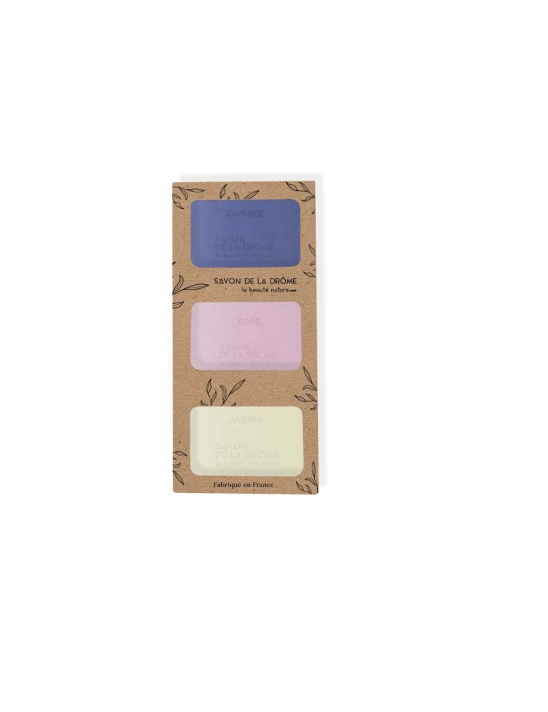 Savons Karité parfums mixtes Lavande Rose Jasmin Etui 3 x 100 gr Savons Karité parfums mixtes Lavande Rose Jasmin Etui 3 x 100 gr